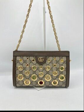 Gucci Ophidia Grommet Clamshell Small Shoulder Bag in GG Supreme Canvas